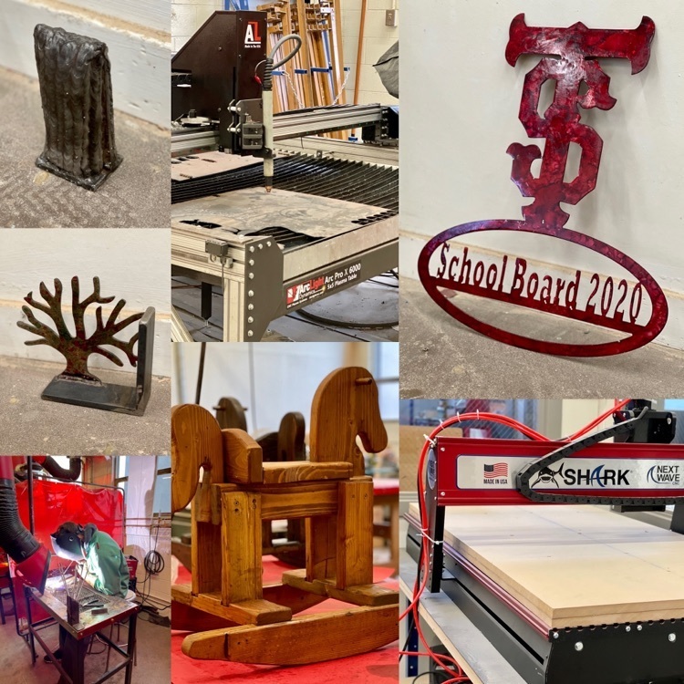 shop projects the high school kids have been working on and machinery they use