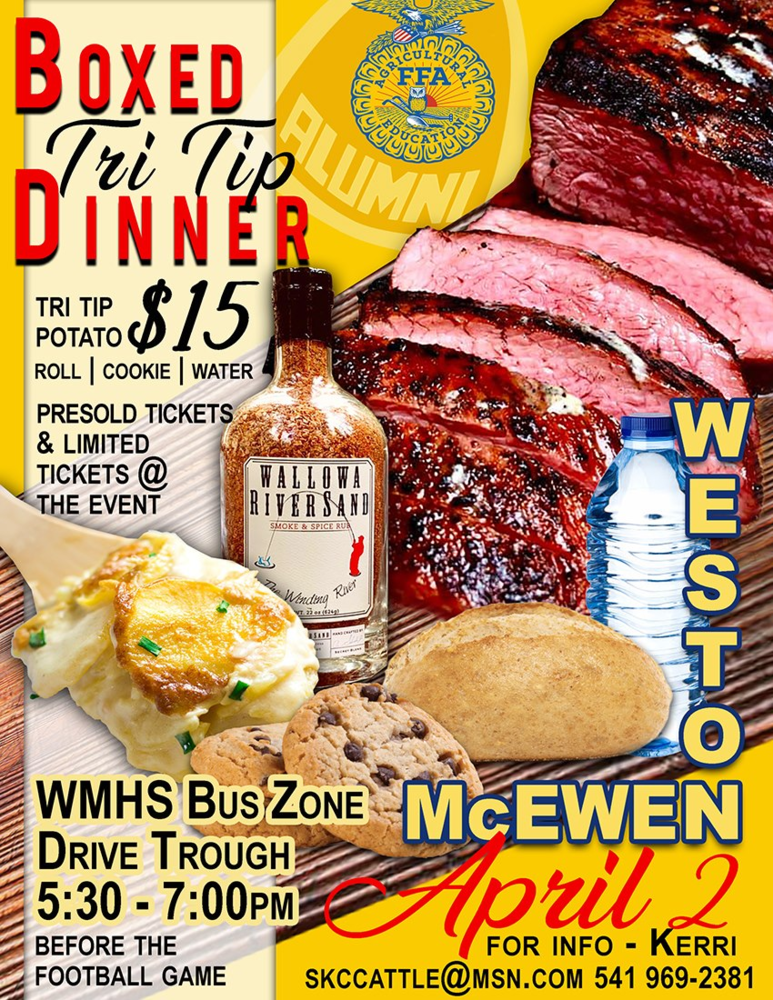 WMHS FFA Alumni Boxed Tri Tip Dinner
